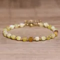 Handmade natural stone beaded bracelet with yellow and amber dopamine color beads - Yellow Opal / 4*6mm