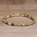 Elegant handmade natural stone beaded bracelet with green and brown crystals for women - Green Garnet / 4*6mm