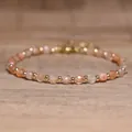 Exquisite handmade peach sunstone beaded bracelet with small gold accents for women - Sunstone / 4*6mm