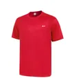 Men's breathable red sports t-shirt featuring a subtle grid texture and RUN chest print - S / Tops / Red