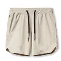 Dettaglio di pantaloncini sportivi beige da uomo a asciugatura rapida con coulisse nera. - Taglia S / Pantaloni e gonne / Kaki