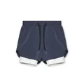 Short de sport 2 en 1 pour homme en bleu marine et blanc pour le running et le fitness - S / Bas / Bleu marine avec doublure blanche