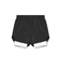 Short de course athlétique double couche pour hommes en noir et blanc pour sport - S / Bas / Noir avec Doublure Blanche