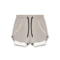Short de course 2-en-1 kaki pour hommes avec couche intérieure blanche et cordon. - Kaki avec Doublure Blanche