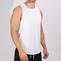 Sportieve witte geribbelde sneldrogende heren tanktop voor fitness en hardlooptraining - Wit