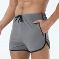 Pantalones cortos deportivos grises de secado rápido para hombre con cremallera - Gris oscuro