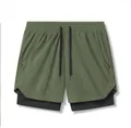 Short de course professionnel vert olive pour homme, aspect deux pièces pour sport - Vert Militaire