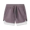 Short de sport double couche pour homme en violet avec doublure intérieure respirante - Bleu Violet