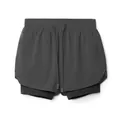 Short de course double couche pour homme en noir anthracite avec cordon de serrage - Gris foncé