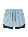 Short de course 2-en-1 bleu clair pour hommes avec couche de compression noire - Bleu ciel
