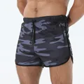 Pantalones cortos deportivos de camuflaje de secado rápido para hombre para correr y entrenar - Gris Camuflaje