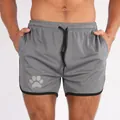 Pantaloncini sportivi grigi da uomo ad asciugatura rapida con bordo nero e zampa - Grigio Bordo Nero