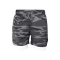 Pantaloncini sportivi 2-in-1 mimetici da uomo con strato interno bianco per il fitness - Mimetico grigio con fodera bianca