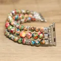 Close-up of multi-strand colorful Imperial Jasper beaded strap for Apple Watch - Colorful