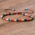 Handgemaakte verstelbare geweven armband met kleurrijke 2x4mm natuursteen kralen - 3 Kleurrijke natuursteen