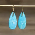 Elegante turquoise druppeloorbellen met gouden haken voor dames - Traan 11 (Hemelsblauw-Bruin)