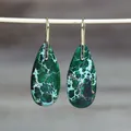 Natuurlijke groene keizerlijke turkoois druppel oorbellen met goud - Traan 15 (Donker Smaragd)