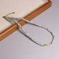 Collana boho fatta a mano con perline in pietra naturale blu e catena regolabile - Pietra Shoushan