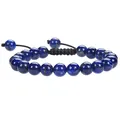 Detailweergave van 8 mm blauwe lapis lazuli edelsteenkralen op verstelbaar koord - Lapis lazuli
