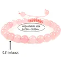 Verstelbare roze kristallen kralenarmband met 0,31 inch kralen, past 6,29-9,06 inch - Rozenkwarts