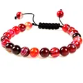 Verstelbare armband met 8mm rode gestreepte agaat kralen voor yoga energie healing - Rood Gestreepte Agaat
