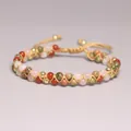 Handgefertigtes doppellagiges Armband mit 4mm indischem Achat und bunten Natursteinperlen - Rosenquarz