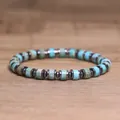 Bohemian imperial stone and hematite spacer bead stretch bracelet for men - Blue Imperial Stone Style (6)