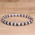 Bohemian emperor stone and hematite spacer bead stretch bracelet for men - White Crystal Style (42)