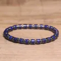 Men's bohemian bracelet with blue imperial stone and hematite spacers beads - Lapis Lazuli Style (36)