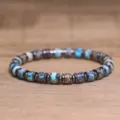 Bohemian blue imperial stone beaded bracelet with metallic hematite spacers for men - Blue-Purple Imperial Stone Style (1)