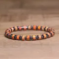 Bohemian men's bracelet featuring orange imperial stone beads and grey hematite spacers - Orange Imperial Stone Style (4)