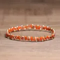 Handmade orange stone beaded bracelet with small gold spacer beads for men and women - Orange Imperial Stone