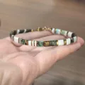 Handmade Tila bead bracelet with natural stone and gold geometric spacers for women - Tila Bracelet (3)
