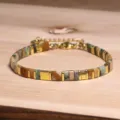 Bohemian geometric bracelet with natural stone Tila beads and gold-plated accents - Tila Bracelet (11)