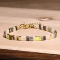 Handmade geometric Tila bead bracelet featuring natural stones and gold accents for women - Tila Bracelet (8)