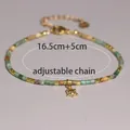 TILA seed bead bracelet with natural stones and gold turtle charm, adjustable chain - Tila Bracelet (1)
