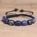 Bracciale intrecciato a mano con pietre naturali di sodalite blu per yoga e chakra - Sodalite / Blu