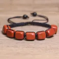 Bracciale chakra regolabile in pietra di diaspro rosso intrecciata per gioielli yoga e meditazione - Rosso