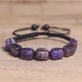 Bracciale intrecciato in ametista viola naturale per lo yoga e il chakra healing - Viola