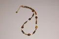Elegant Maillard style tiger eye beaded necklace with adjustable gold-tone stainless steel chain - Maillard Cylindrical Tiger Eye Style (XL0009)