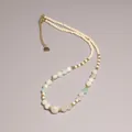Elegant Maillard style beaded necklace with mint green and cream stones for women SKU - Faux Pearl / Mint Green and Off-White Style (XL0015)