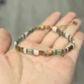 Handmade Tila bead bracelet with natural stone and gold geometric accents - Tila Bracelet (4)