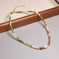 Handmade Meillard style beaded necklace with tiger eye stones and pearls for women - Irregular Artificial Pearl and Tiger Eye Style (XL0035)