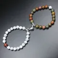 Set di bracciali con cuore magnetico e perle in pietra naturale per coppie - Pietra Picasso