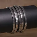 Handmade multi-layer metallic Tila bead bracelet in a stylish gunmetal grey finish. - Dark Gray (TLSL-018)
