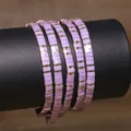 Handmade purple Tila bead wrap bracelet with golden spacers on black display - Purple (TLSL-019)
