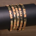 Elegant handmade Tila bead bracelets set in metallic gold and earthy tan tones for gifts - Khaki & Gold (TLSL-025)