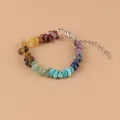 Handgemaakte meerkleurige natuursteen chip armband met verstelbare zilveren verlengketting - Regenboog