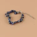 Handgemaakte blauwe natuursteen armband met karabijnsluiting en verlengstuk ketting - Sneeuwvlok