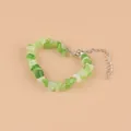 Bracelet en pierres vertes irrégulières avec fermoir mousqueton et chaîne d'extension - Agate verte